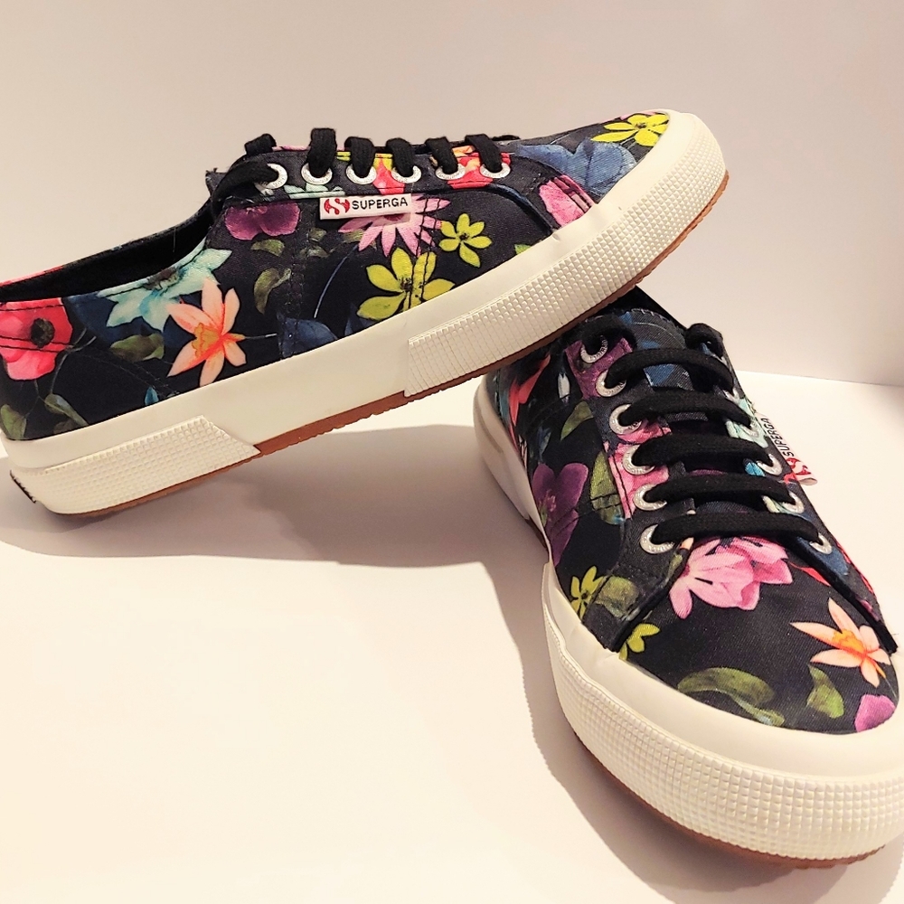 Superga Floral Sneakers - Size 8
